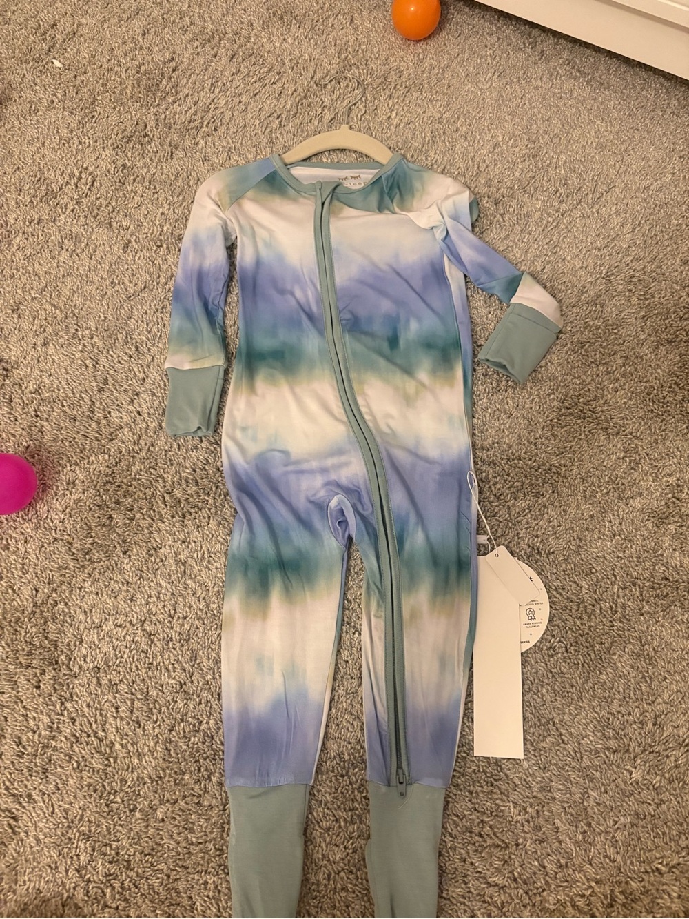 Little Sleepies Tie-Dye Blue Green White Footie